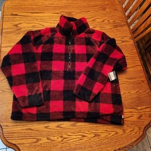 Ladies Tall2XL Buffalo Plaid Fleece 1/4 zip pullover. NWT